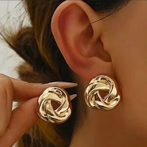 New Gold tone Knot Earrings twisted design evening party prom  wedding vacation